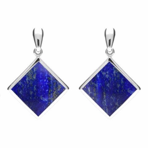 Sterling Silver Lapis Lazuli Rhombus Drop Earrings