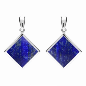 Sterling Silver Lapis Lazuli Rhombus Drop Earrings