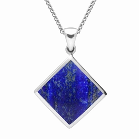 Sterling Silver Lapis Lazuli Rhombus Necklace