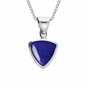 Sterling Silver Lapis Lazuli Small Curved Triangle Necklace
