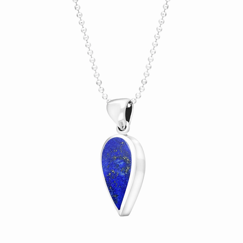 Sterling Silver Lapis Lazuli Small Upside Down Pear Necklace