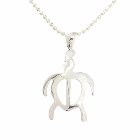 Sterling Silver Large Honu (Hawaiian Turtle) Pendant (Chain Sold Separately)