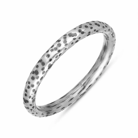 Sterling Silver Large  Textured Hollow Bangle D