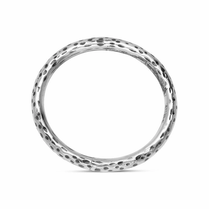 Sterling Silver Large  Textured Hollow Bangle D