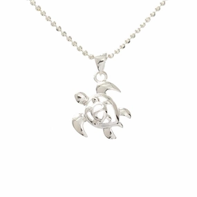 Sterling Silver Left Side Double Honu (Hawaiian Turtle) Pendant (Chain Sold Separately)