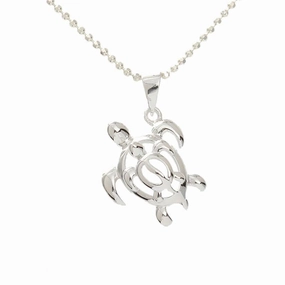 Sterling Silver Left Side Double Honu (Hawaiian Turtle) Pendant (Chain Sold Separately)