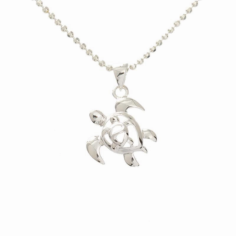 Sterling Silver Left Side Double Honu (Hawaiian Turtle) Pendant (Chain Sold Separately)
