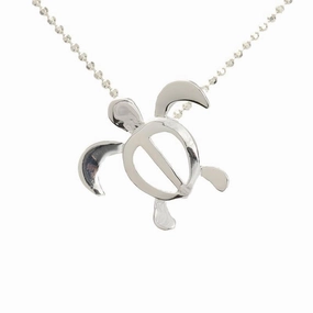 Sterling Silver Left Side Honu (Hawaiian Turtle) Pendant (Chain Sold Separately)