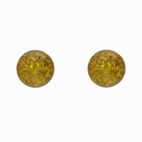 Sterling Silver Lemon Amber 6mm Ball Stud Earrings