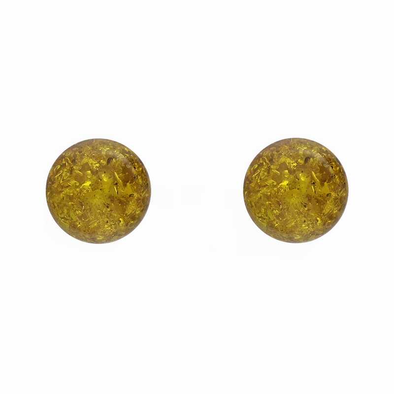 Sterling Silver Lemon Amber 6mm Ball Stud Earrings