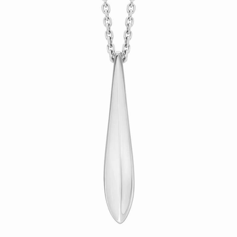Sterling Silver Long Ridged Tear Drop Necklace D