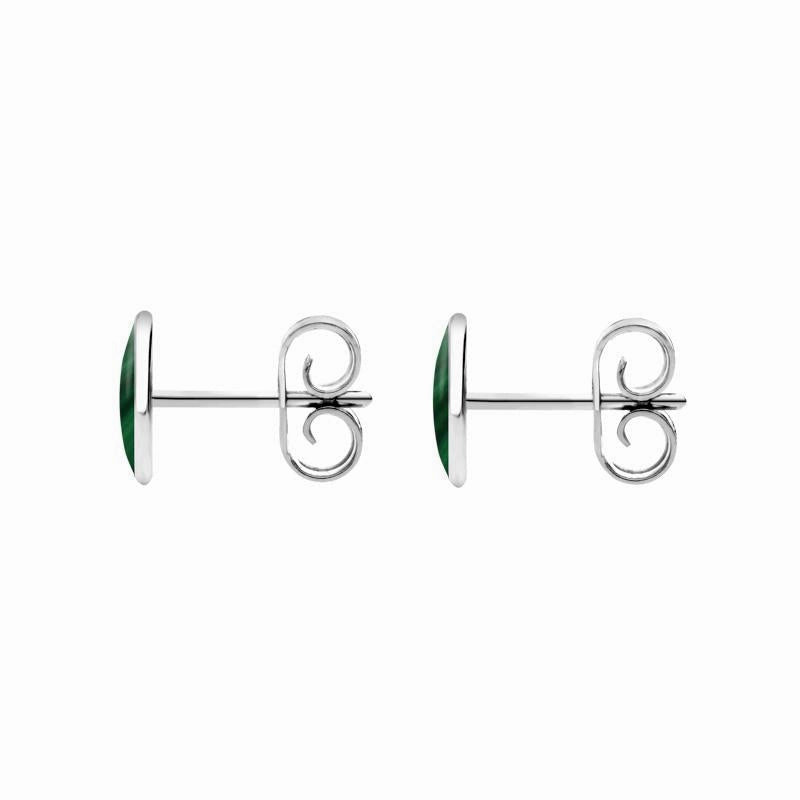 Sterling Silver Malachite 7 x 5mm Classic Small Oval Stud Earrings