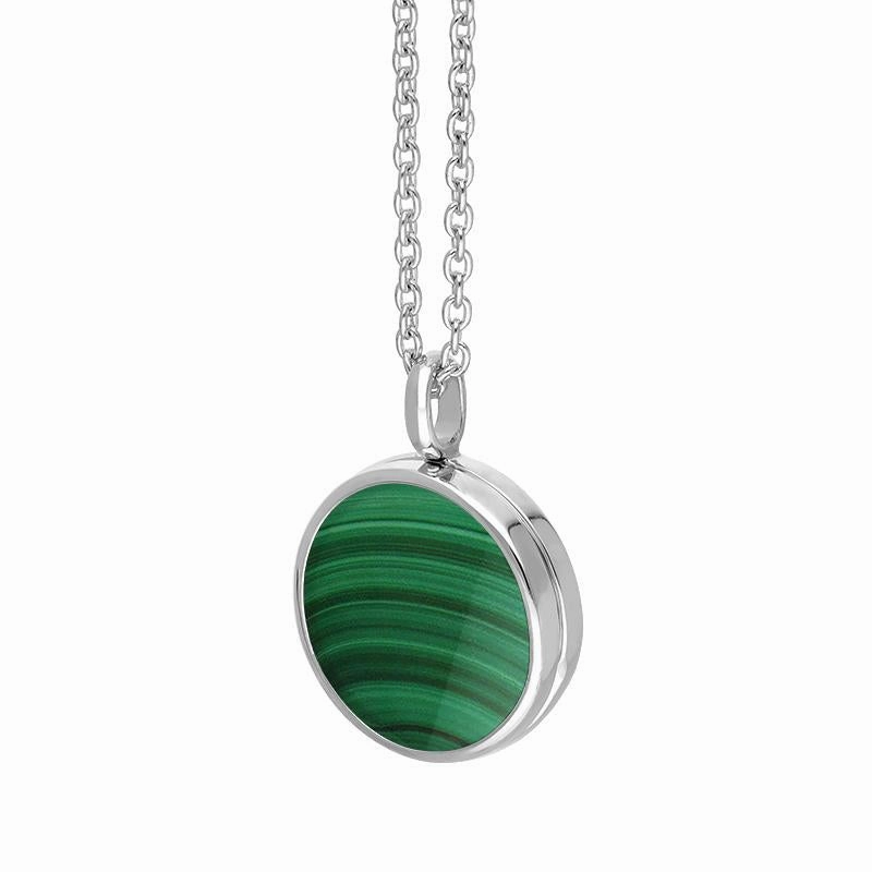 Sterling Silver Malachite Small Round Locket