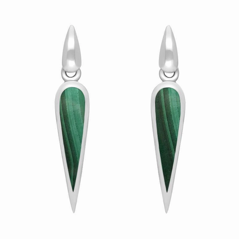 Sterling Silver Malachite Toscana Slim Pear Drop Earrings