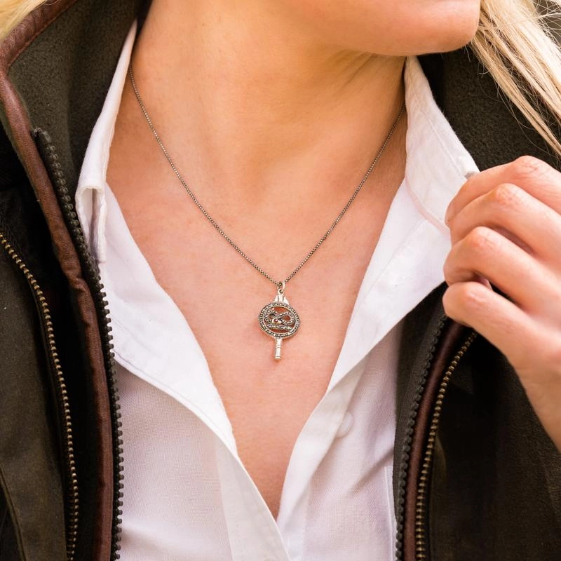 Sterling Silver Marcasite Garnet Style & Fashion Serpent Key Necklace D
