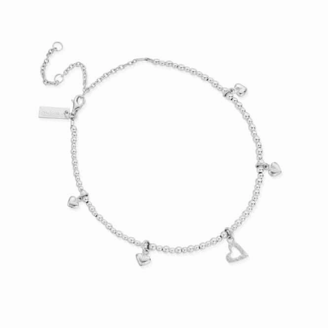 Sterling Silver Mini Cute Multi Heart Anklet SANMC1199399