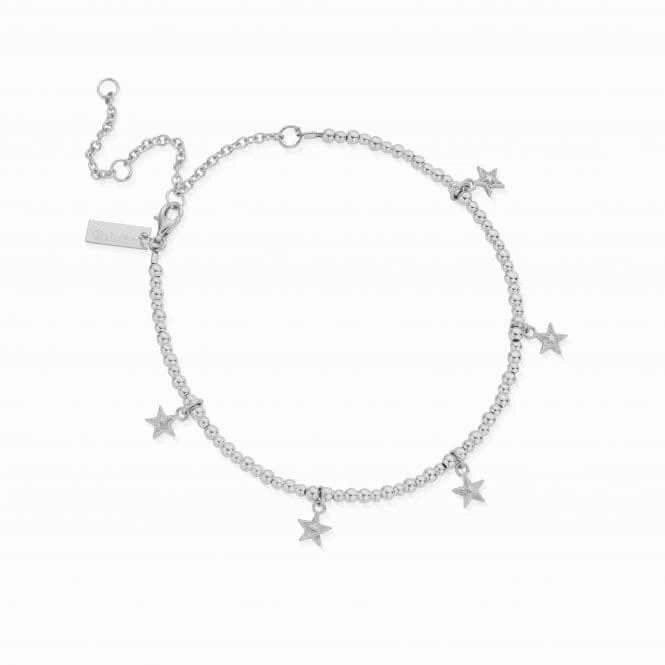 Sterling Silver Mini Cute Multi Star Anklet SANMC3028