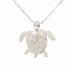Sterling Silver Mom and Baby Honu (Hawaiian Turtle) Sandblast Finish Pendant (Chain Sold Separately)