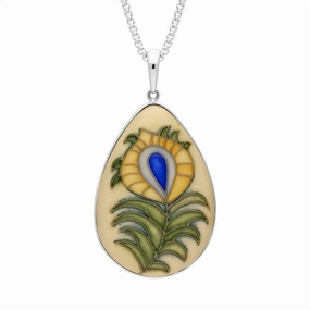 Sterling Silver Moorcroft Feather Pear Necklace D