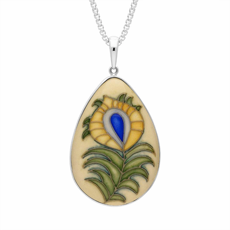Sterling Silver Moorcroft Feather Pear Necklace D