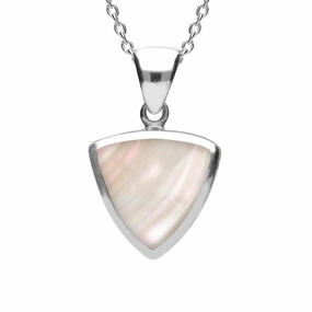 Sterling Silver Mother of Pearl Curved Triangle Necklace