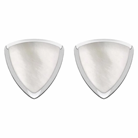 Sterling Silver Mother of Pearl Curved Triangle Stud Earrings