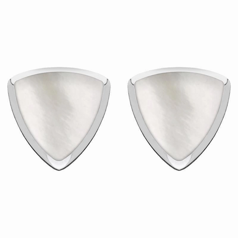 Sterling Silver Mother of Pearl Curved Triangle Stud Earrings