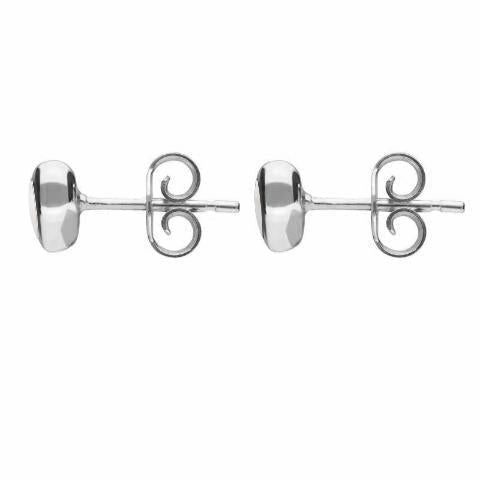 Sterling Silver Mother of Pearl Framed Heart Stud Earrings