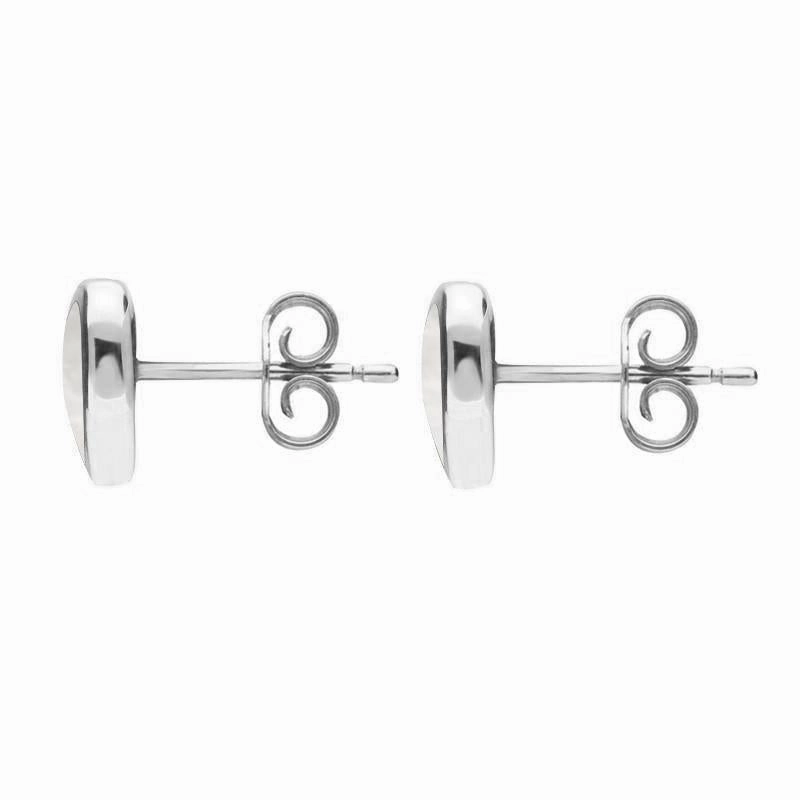 Sterling Silver Mother of Pearl Large Framed Heart Stud Earrings