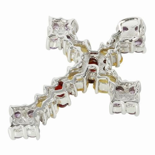 Sterling Silver Multi Color CZ Cross Pendant (Chain Sold Separately)