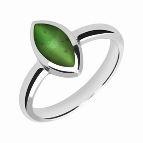 Sterling Silver Nephrite Jade Marquise Ring