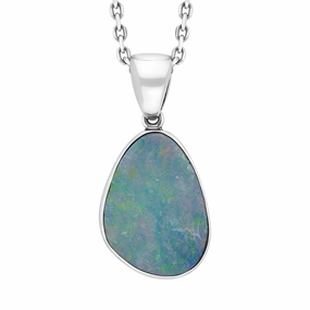 Sterling Silver Opal Doublet Abstract Necklace