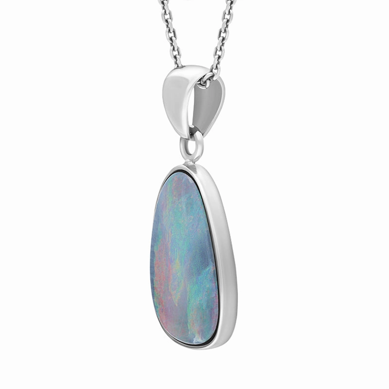 Sterling Silver Opal Doublet Abstract Necklace D