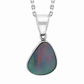 Sterling Silver Opal Doublet Abstract Necklace D