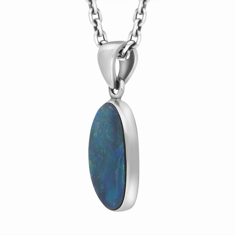 Sterling Silver Opal Doublet Abstract Necklace D