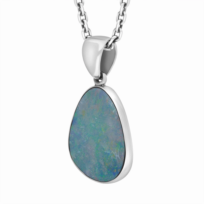 Sterling Silver Opal Doublet Abstract Necklace