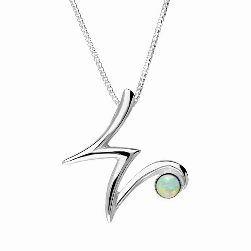 Sterling Silver Opal Love Letters Initial W Necklace
