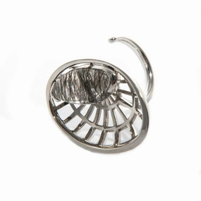 Sterling Silver Open Net Quartz Tourmalated Ring