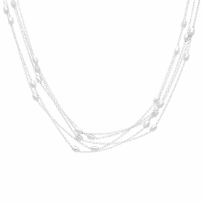 Sterling Silver Oval Bead Multi Chain Necklet D