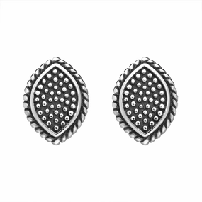 Sterling Silver Oxidised Marquise Stud Earrings