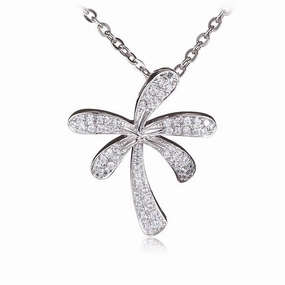 Sterling Silver Palm Tree Pave CZ Pendant (Chain Sold Separately)