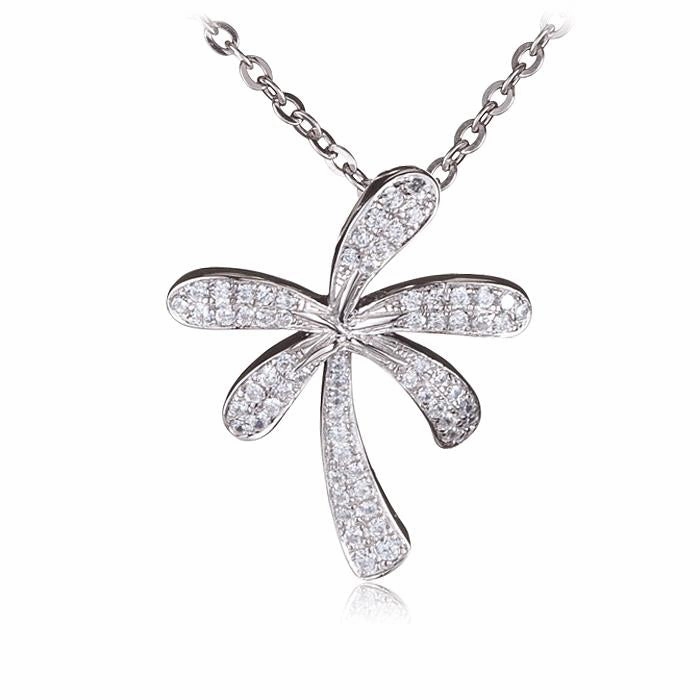 Sterling Silver Palm Tree Pave CZ Pendant (Chain Sold Separately)