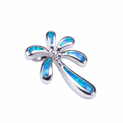 Sterling Silver Palm Tree with Opal Inlaid Pendant (Chain Sold Separately)