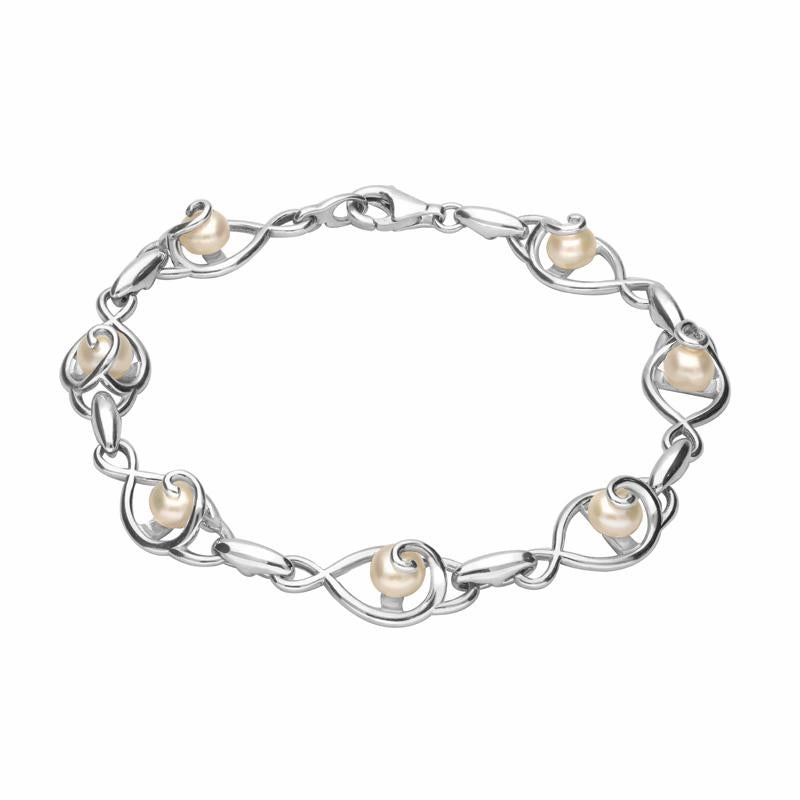 Sterling Silver Pearl 7 Swirl Twist Bracelet