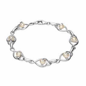 Sterling Silver Pearl 7 Swirl Twist Bracelet