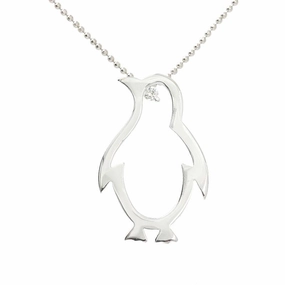 Sterling Silver Penguin Outline Pendant (Chain Sold Separately)