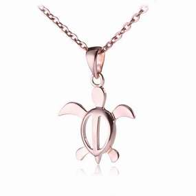 Sterling Silver Pink Gold Honu (Hawaiian Turtle) Pendant (Chain Sold Separately)