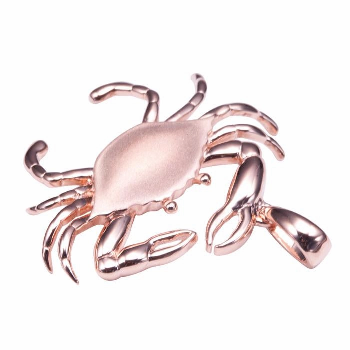 Sterling Silver Pink Gold Plated Crab Pendant Sandblast Finished (Chain Sold Separately)