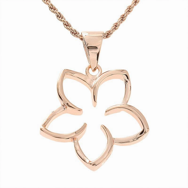 Sterling Silver Pink Gold Plated Floating Plumeria (S/L) (Chain Sold Separately)
