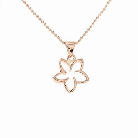 Sterling Silver Pink Gold Plated Floating Plumeria (S/L) (Chain Sold Separately)
